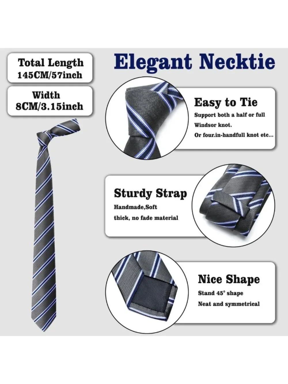 Classic Striped & Solid Neckties 6-Pack for Business, Wedding, Party, Gift